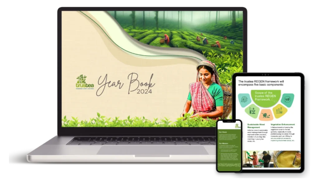 Design mockup of trustea foundation annual report for International Tea Day launch